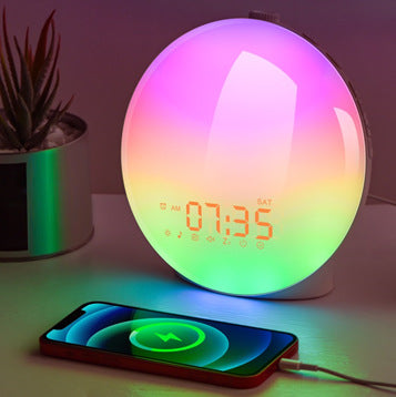 Sunrise Simulation LED Wake-Up Light Clock – 7 Colors & 7 Natural Sound Alarm Light for Kids & Heavy Sleepers