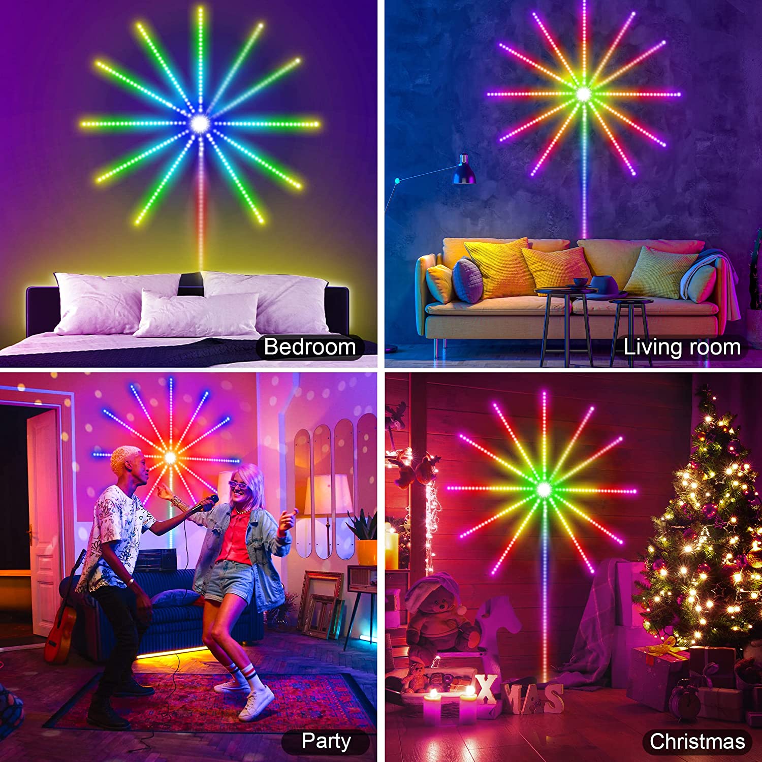 Firework LED Strip Lights – Music Sync RGB Color Changing Party Lights with Remote Control