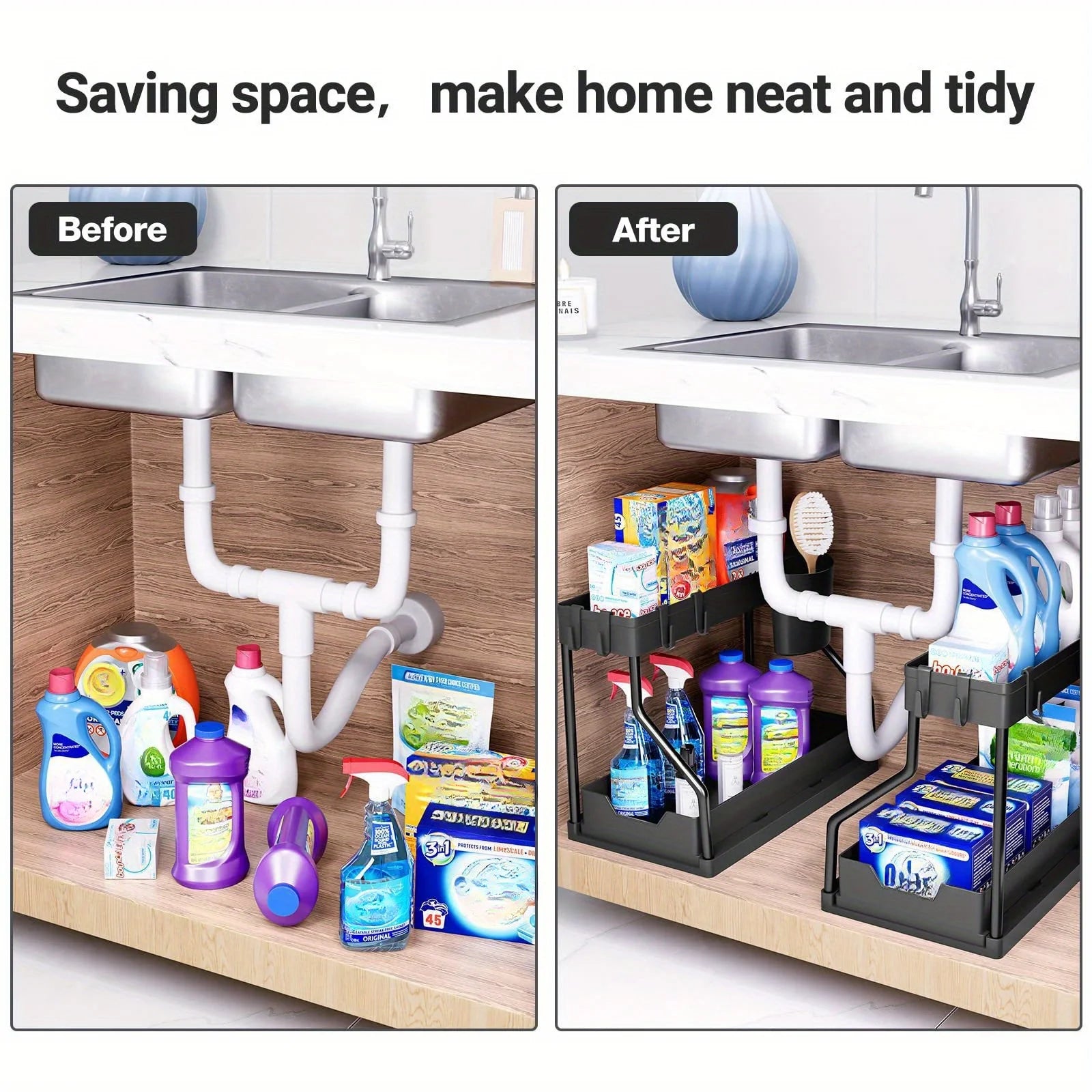 2-Tier Pull-Out Storage Rack