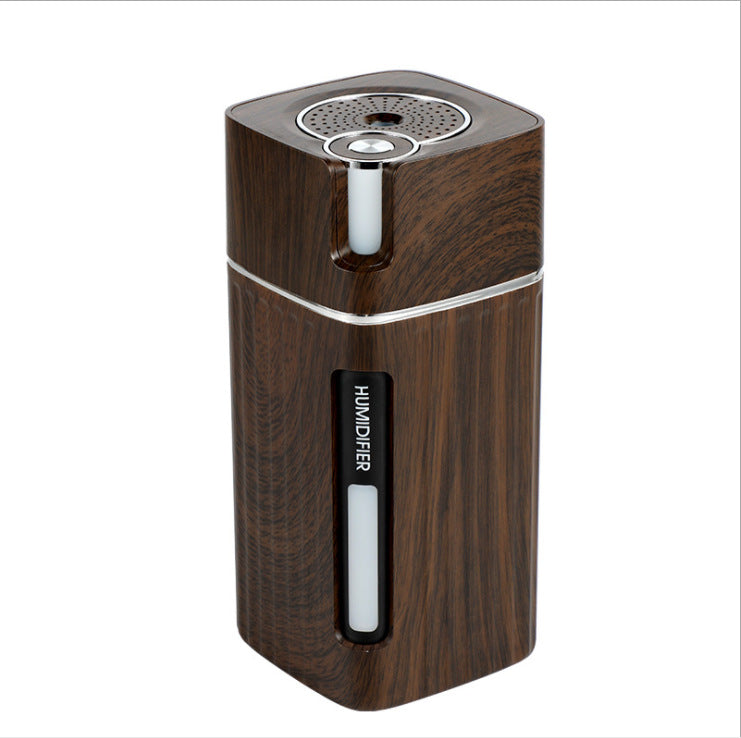Electric Ultrasonic Wood Grain Air Humidifier & Aroma Diffuser – USB Mini Mist Maker with LED Light