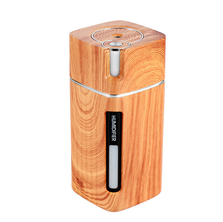 Electric Ultrasonic Wood Grain Air Humidifier & Aroma Diffuser – USB Mini Mist Maker with LED Light