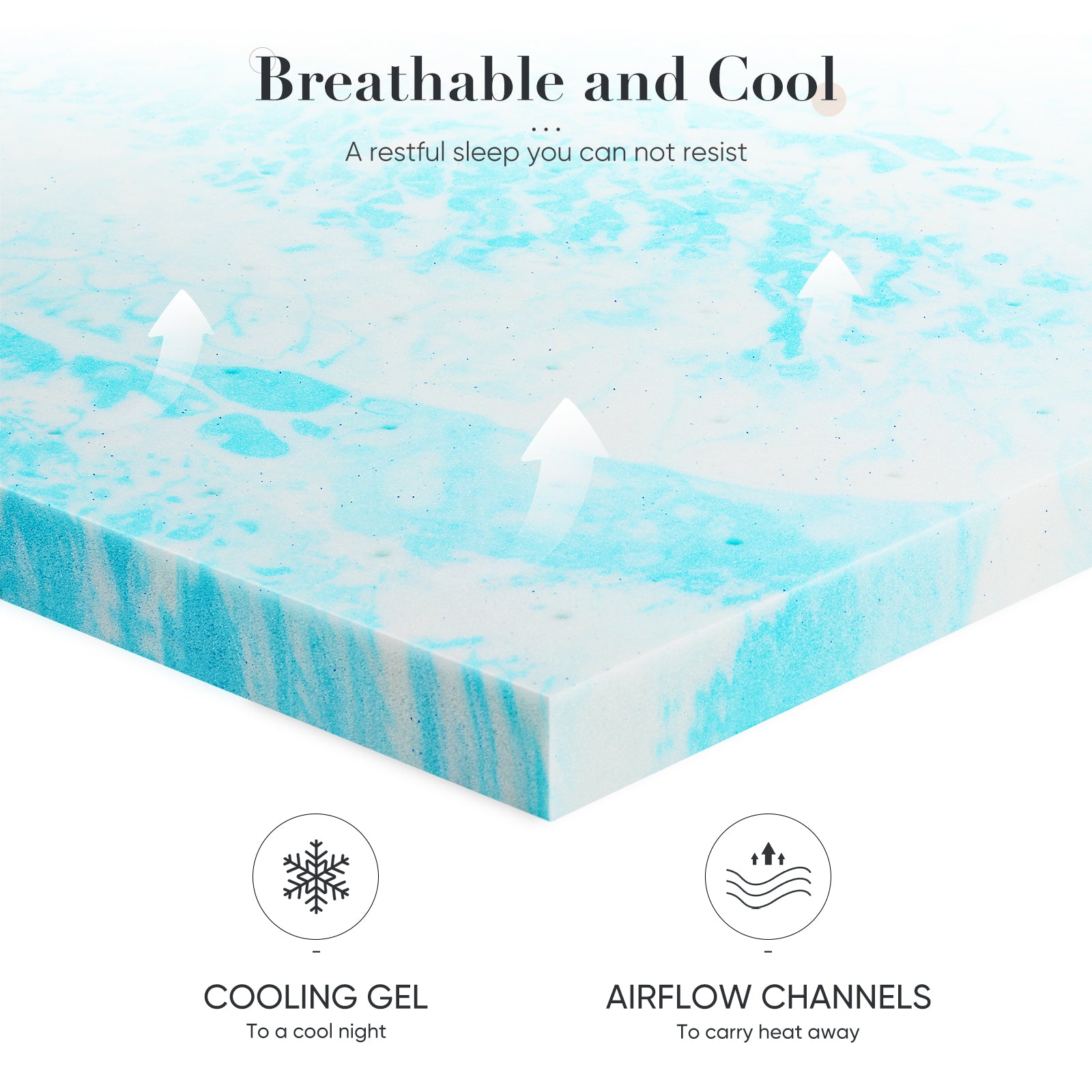 Cooling Gel-Infused Memory Foam Mattress Topper – Pressure-Relief Bed Topper for Back Pain Support
