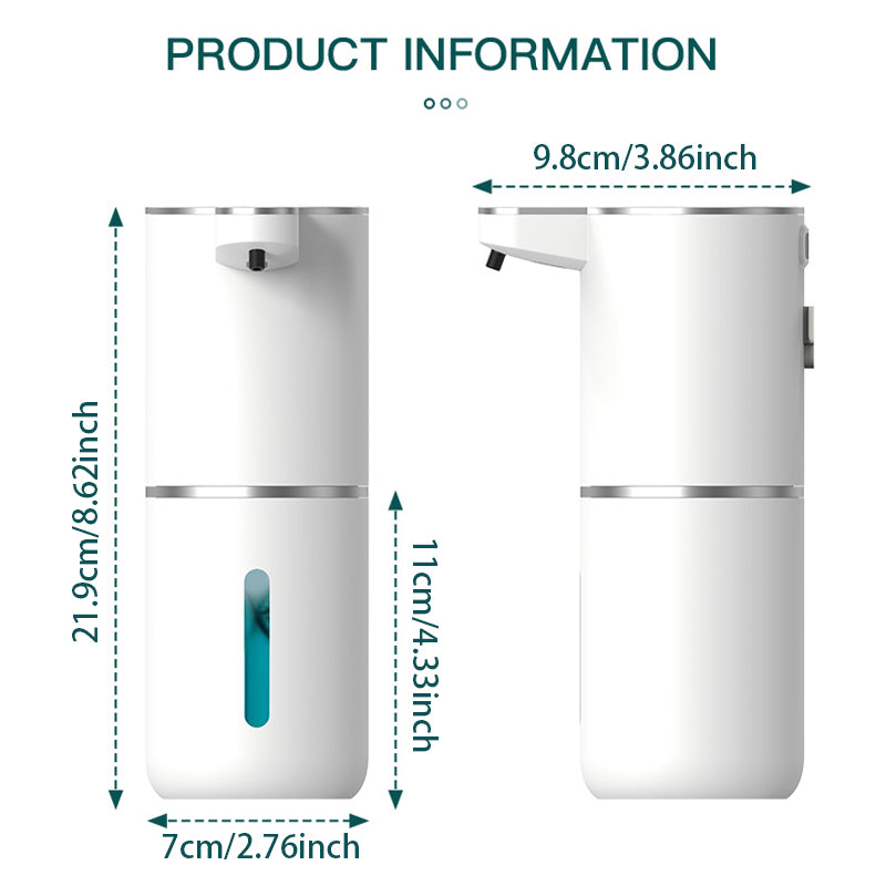 Automatic Touchless Foaming Soap Dispenser – 380 ml USB Rechargeable with 4-Level Adjustable Foam