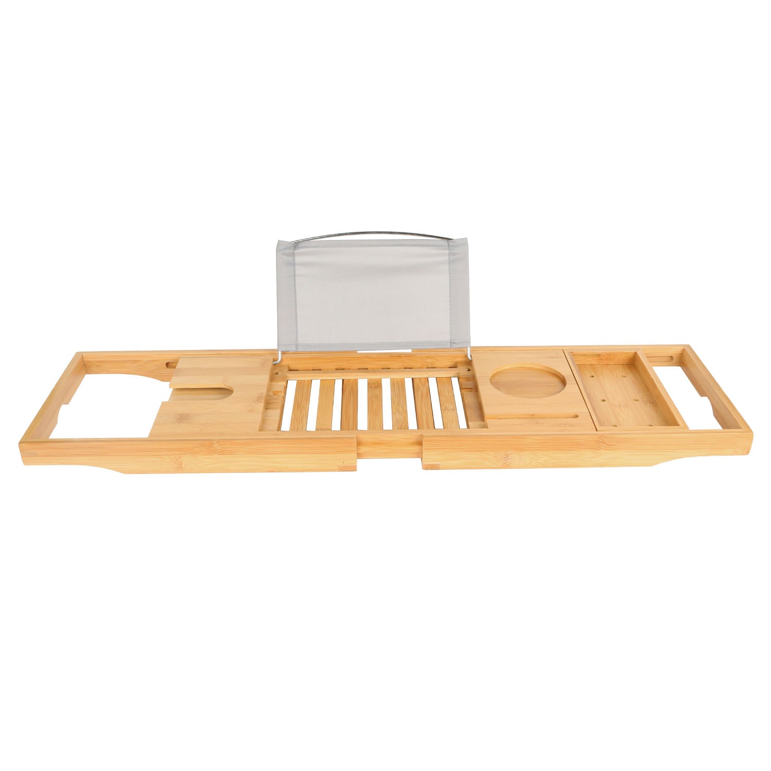 Adjustable Bamboo Bathtub Caddy Tray – Luxury Spa Organizer for Book, Tablet & Wine