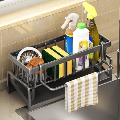 "Close-up of kitchen sink drain with anti-clog design"