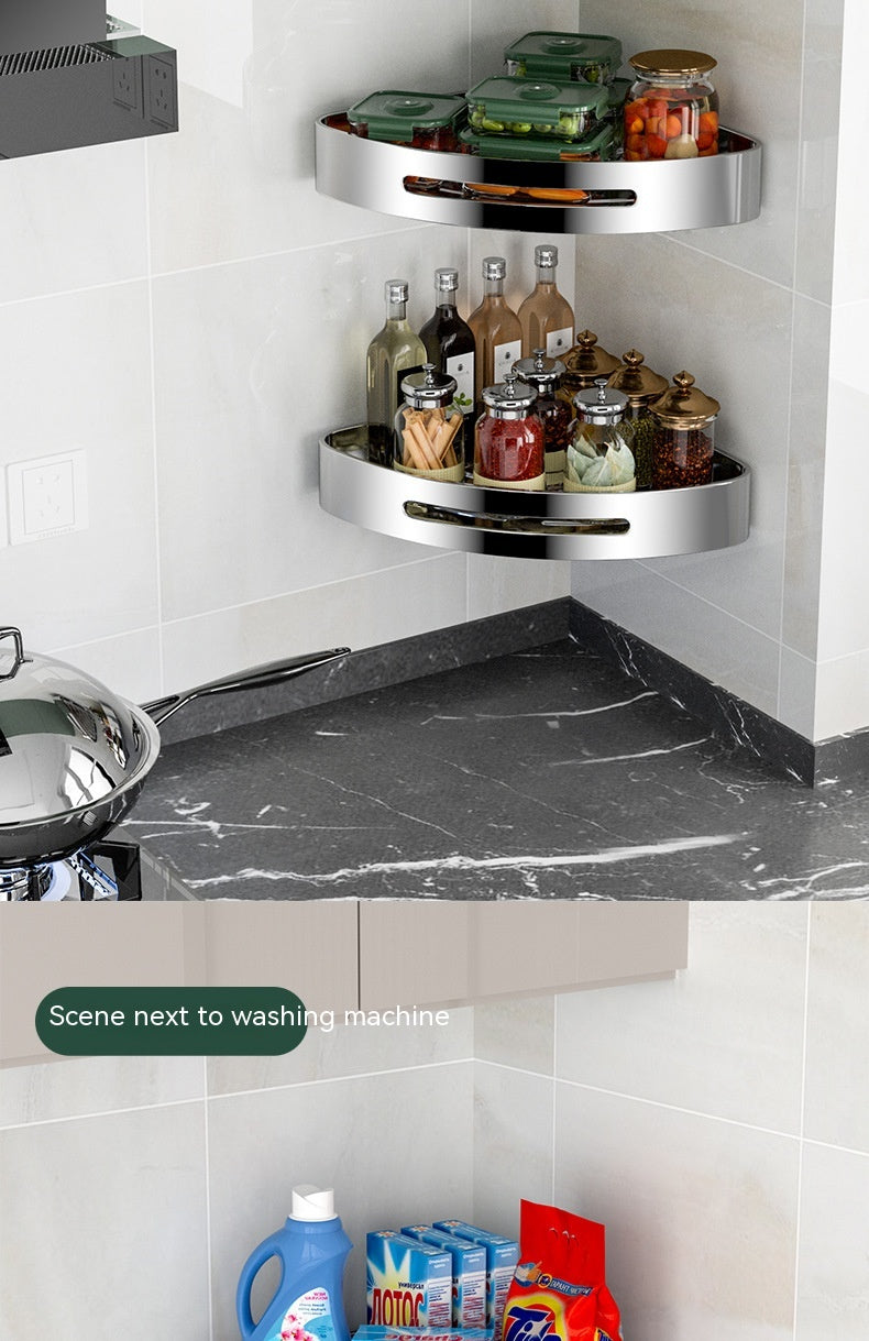 Stainless Steel Wall Mounted Triangle Corner Shower Storage Rack – Punch-Free Bathroom Organizer