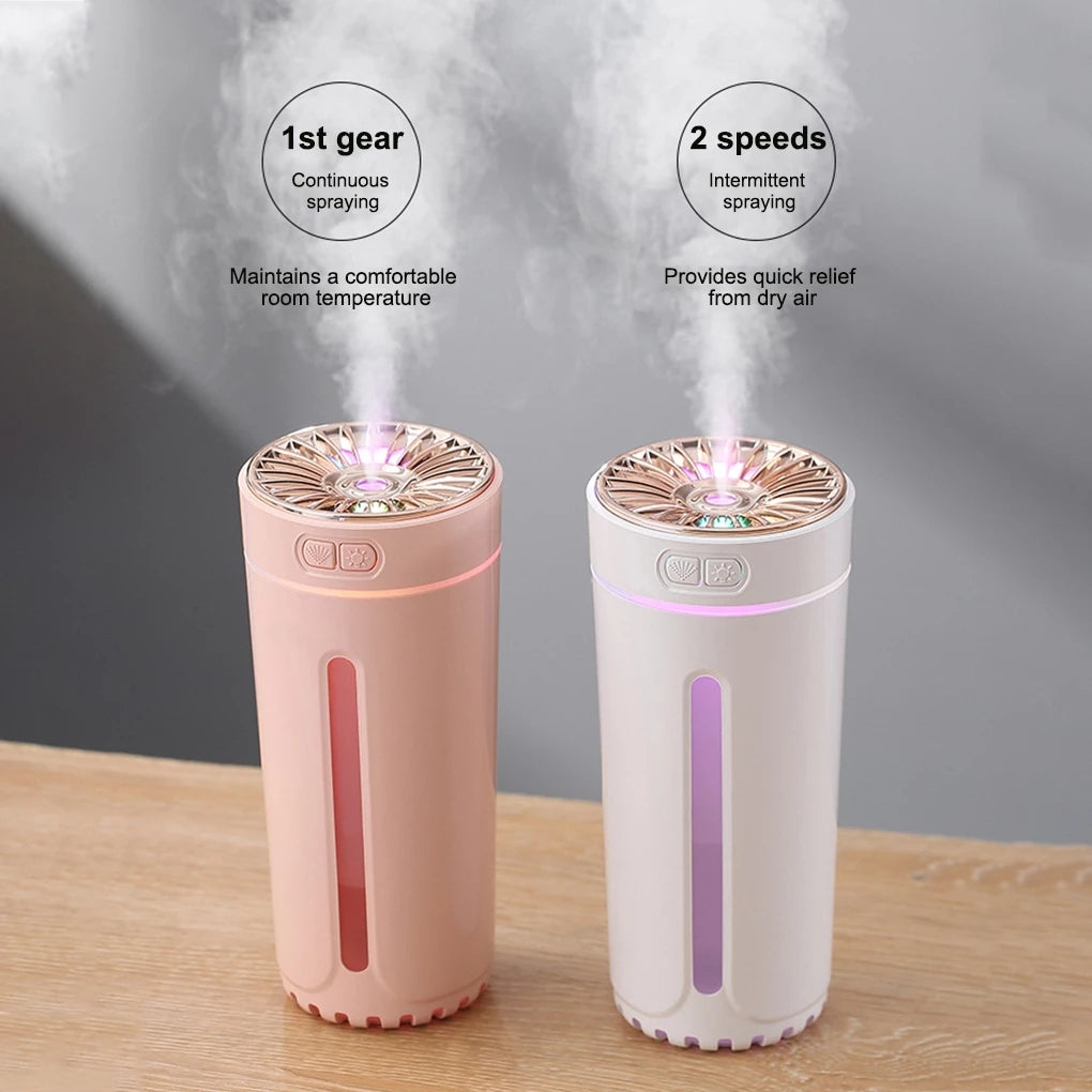 Wireless Rechargeable USB Ultrasonic Air Humidifier – Colorful LED Lights, Quiet Cool Mist Diffuser for Car & Home