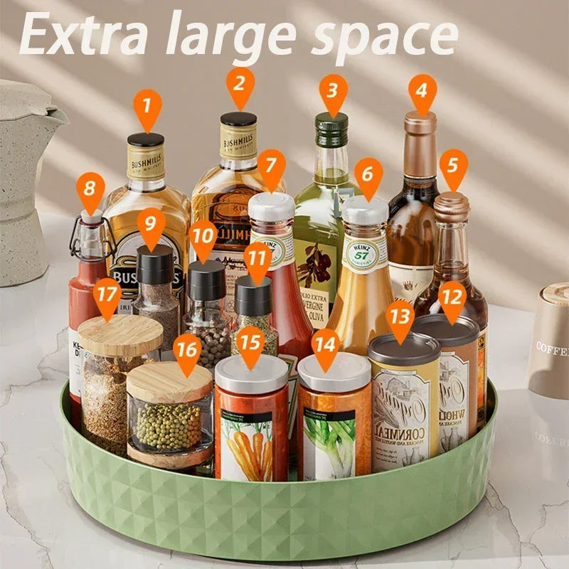 "Spice organizer with rotating base for kitchen countertop"