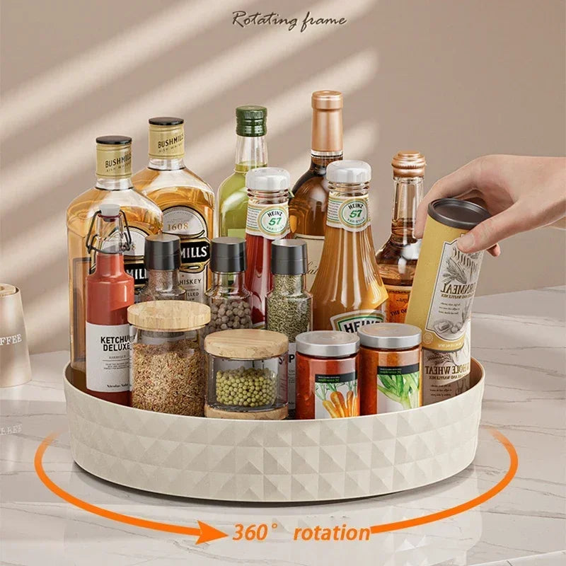 "Spice organizer with rotating base for kitchen countertop"