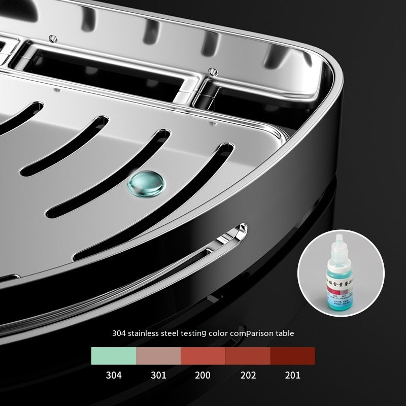 Stainless Steel Wall Mounted Triangle Corner Shower Storage Rack – Punch-Free Bathroom Organizer