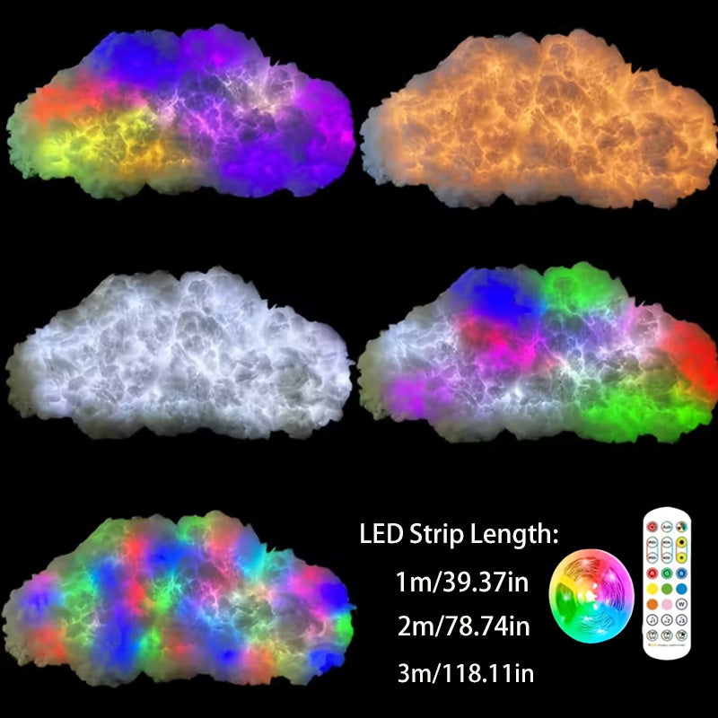 Cloud LED Ceiling Lights – 3D Thundercloud Creative RGB LED Light with Remote Control for Home Décor