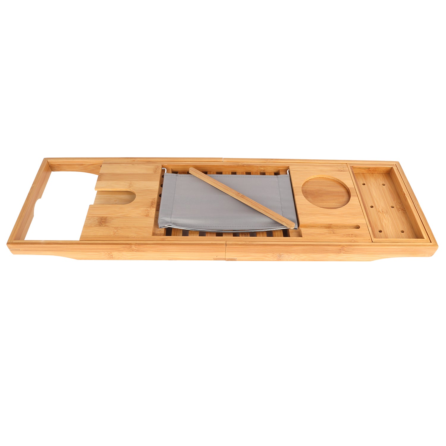 Adjustable Bamboo Bathtub Caddy Tray – Luxury Spa Organizer for Book, Tablet & Wine