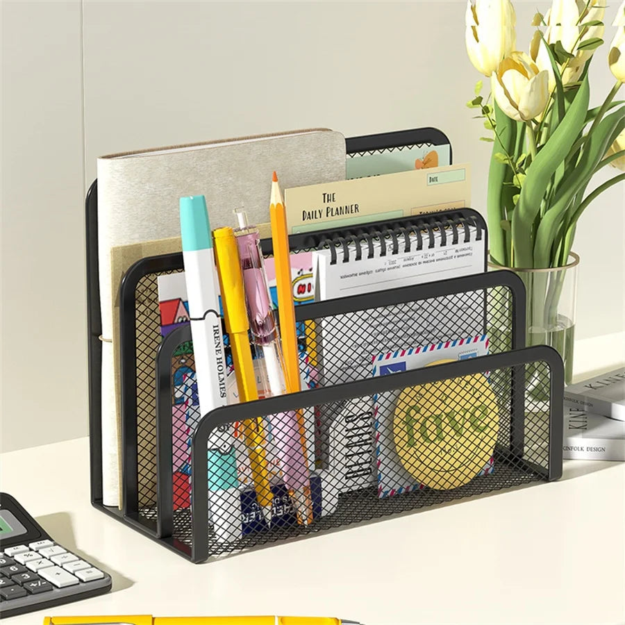 3-Layer Metal Mesh Notebook Organizer