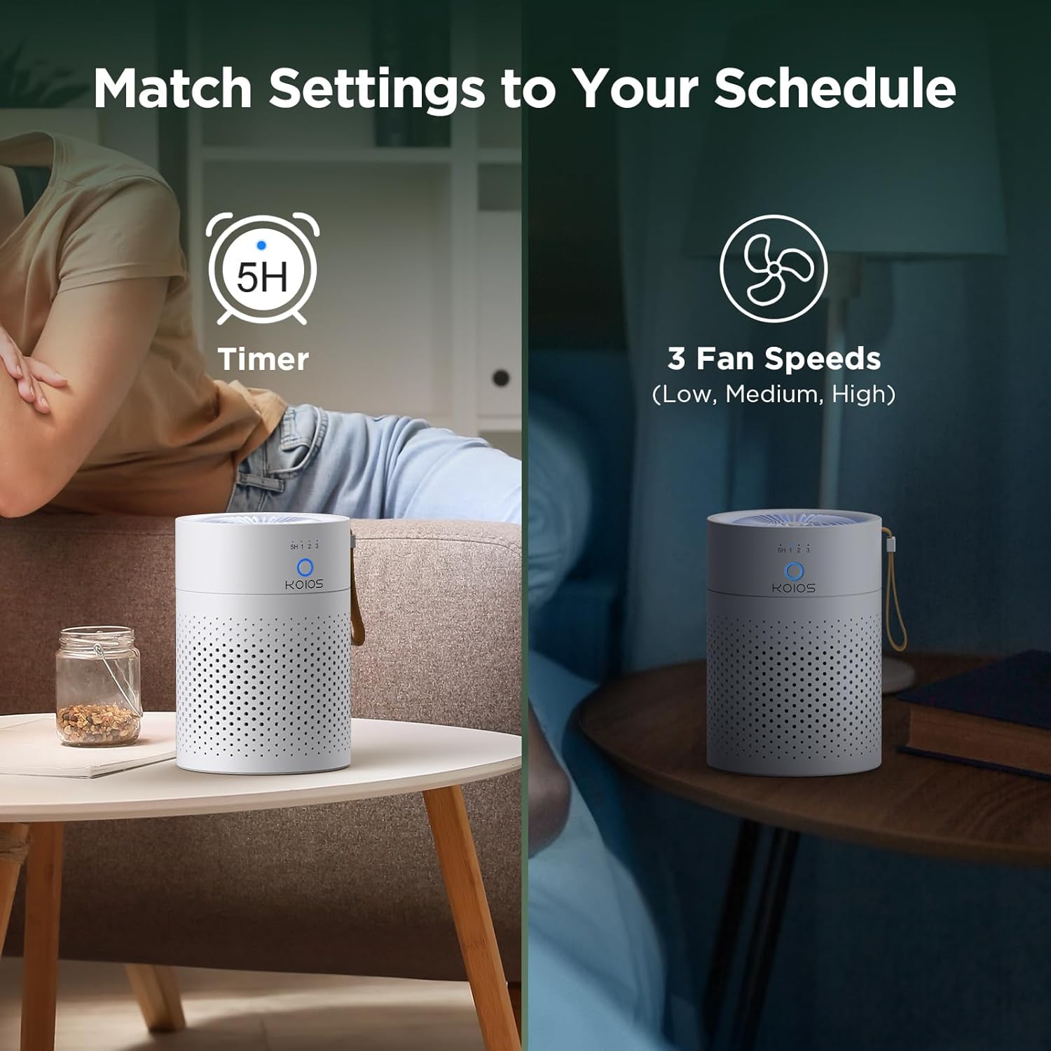 Portable H13 True HEPA Air Purifier – Quiet Small Air Cleaner for Home, Bedroom, Office & Living Room