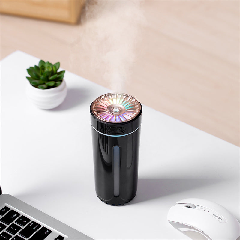 Wireless Rechargeable USB Ultrasonic Air Humidifier – Colorful LED Lights, Quiet Cool Mist Diffuser for Car & Home
