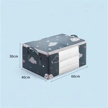 "Foldable storage bag for clothes and blankets"