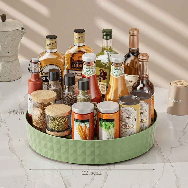 "Spice organizer with rotating base for kitchen countertop"