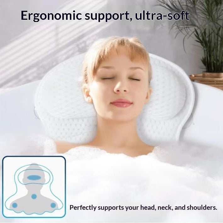 4D Spa Bathtub Pillow — Luxury Suction Cushion for Head & Neck Comfort