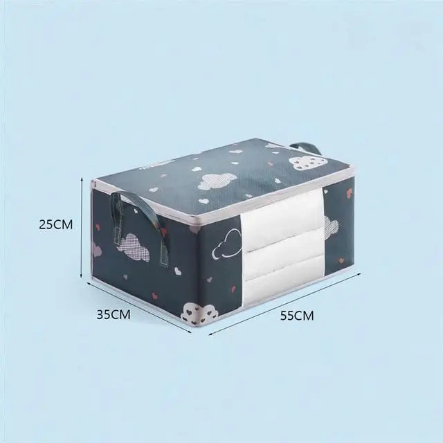 "Foldable storage bag for clothes and blankets"