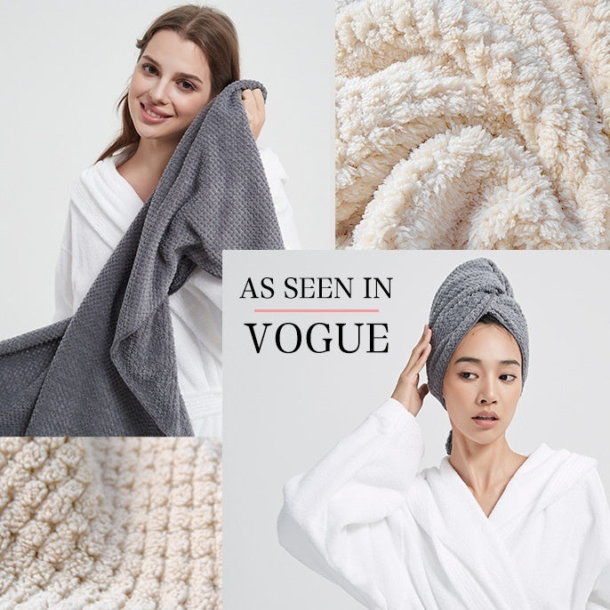 Extra Large Microfiber Hair Towel – Super Absorbent Quick-Dry Coral Fleece Hair Wrap for All Hair Types (Popular with Women)