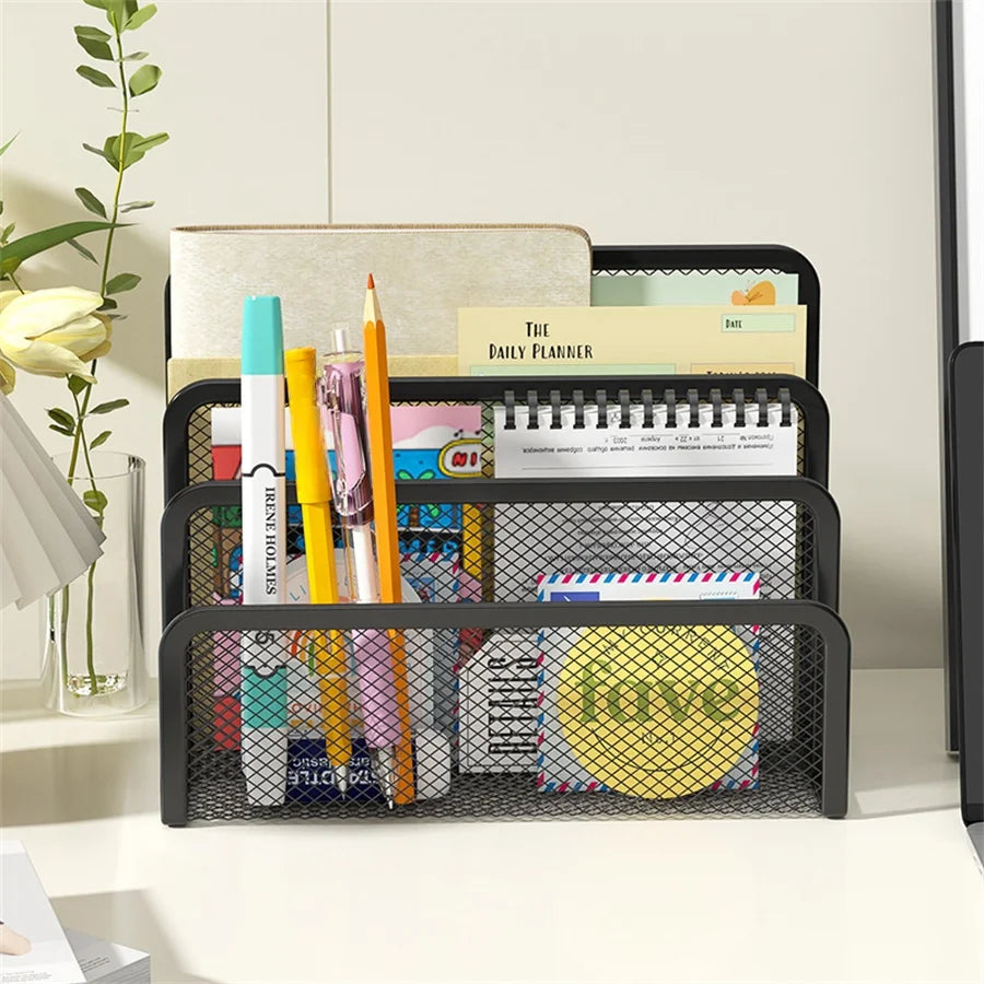 3-Layer Metal Mesh Notebook Organizer