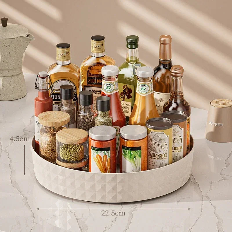 "Spice organizer with rotating base for kitchen countertop"