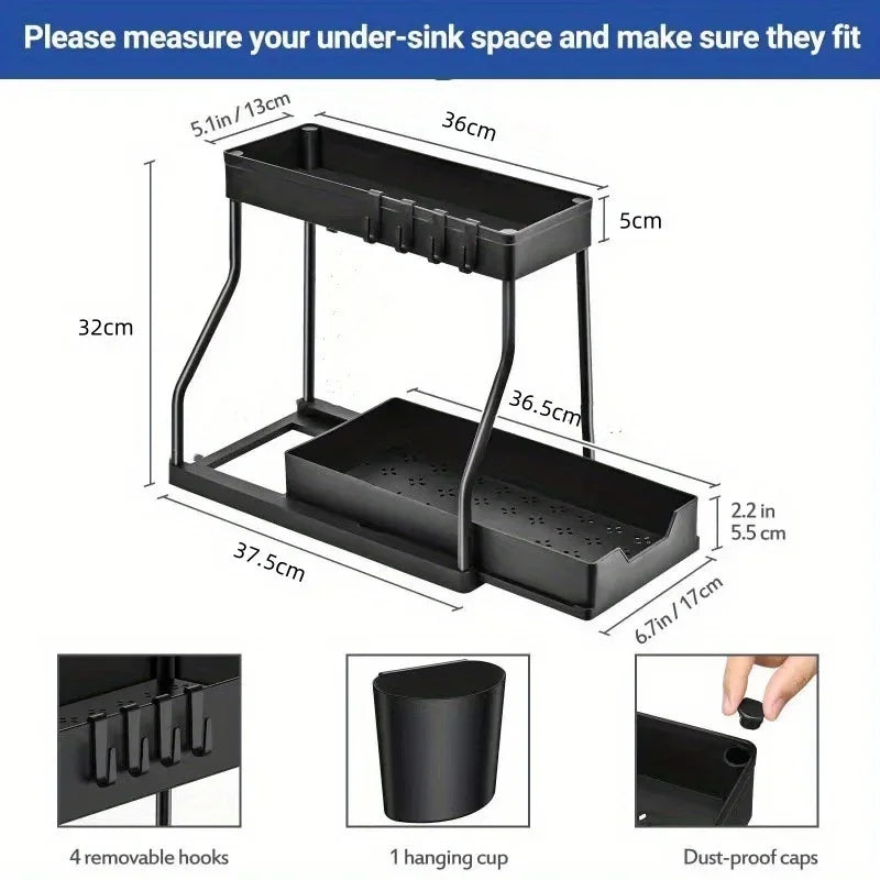 2-Tier Pull-Out Storage Rack